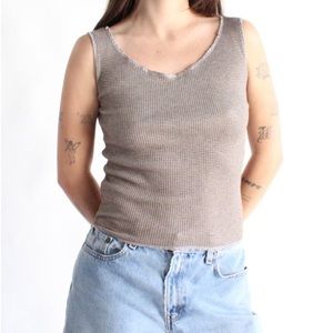 American Recycled Clothing Co Brown Thermal Tank Top